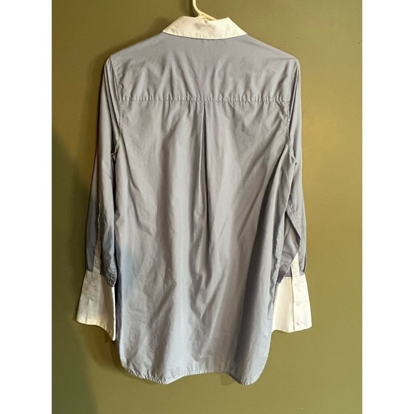 Equipment Arlette Blue White Button-Front French-Cuff Poplin Shirt M - Picture 3 of 7